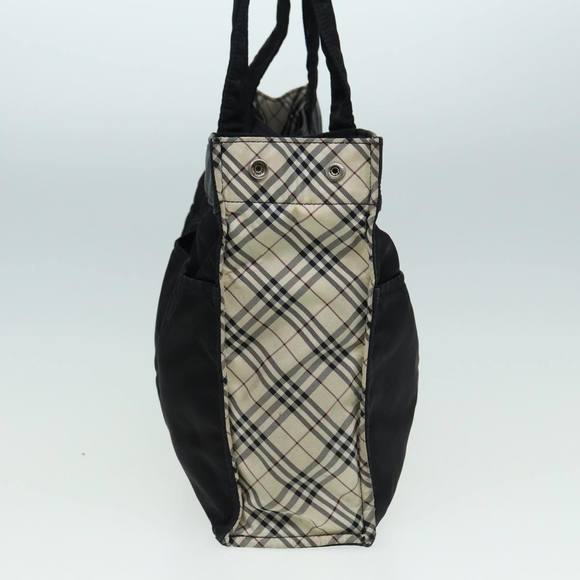 BURBERRY Nova Check Blue Label Hand Bag Nylon Black Beige Auth hk1390 - Picture 4 of 16